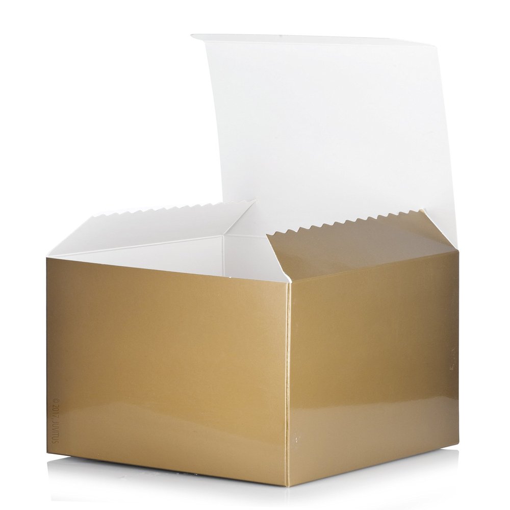 (24 Pack) Size 6 in x 6 in x 6 in Gold Square High Gloss Gift Boxes For Party Favors Coffee Mug Candy