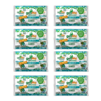 Gimme Seaweed Organic Roasted Seaweed - Sea Salt - 48 Count - Keto, Vegan, Gluten Free - Great Source of Iodine and Omega 3s - Healthy On-The-Go Snack for Kids & Adults