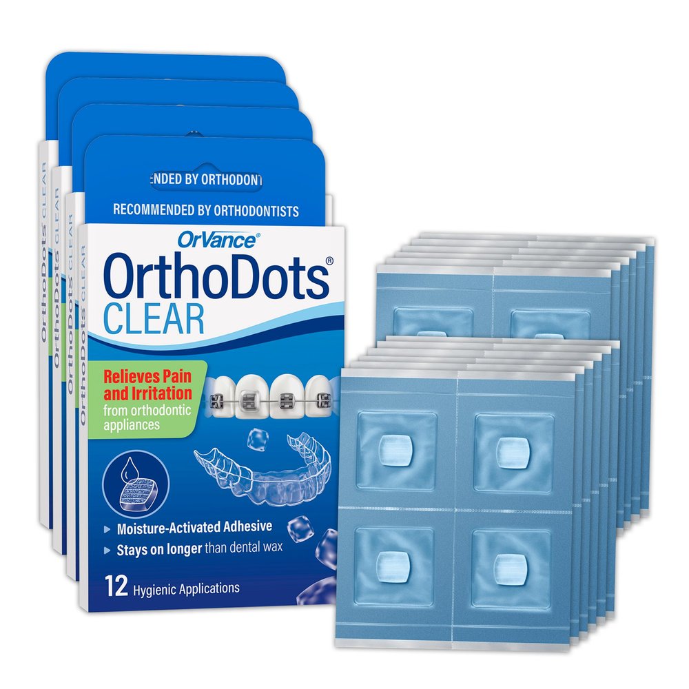 OrthoDots Clear  24-Hour Protection | Sticks Better Than Dental Wax | Moisture Activated Braces Wax Alternative for Pain Caused by Braces, Clear Aligner Trays, and Other Orthodontic Appliances
