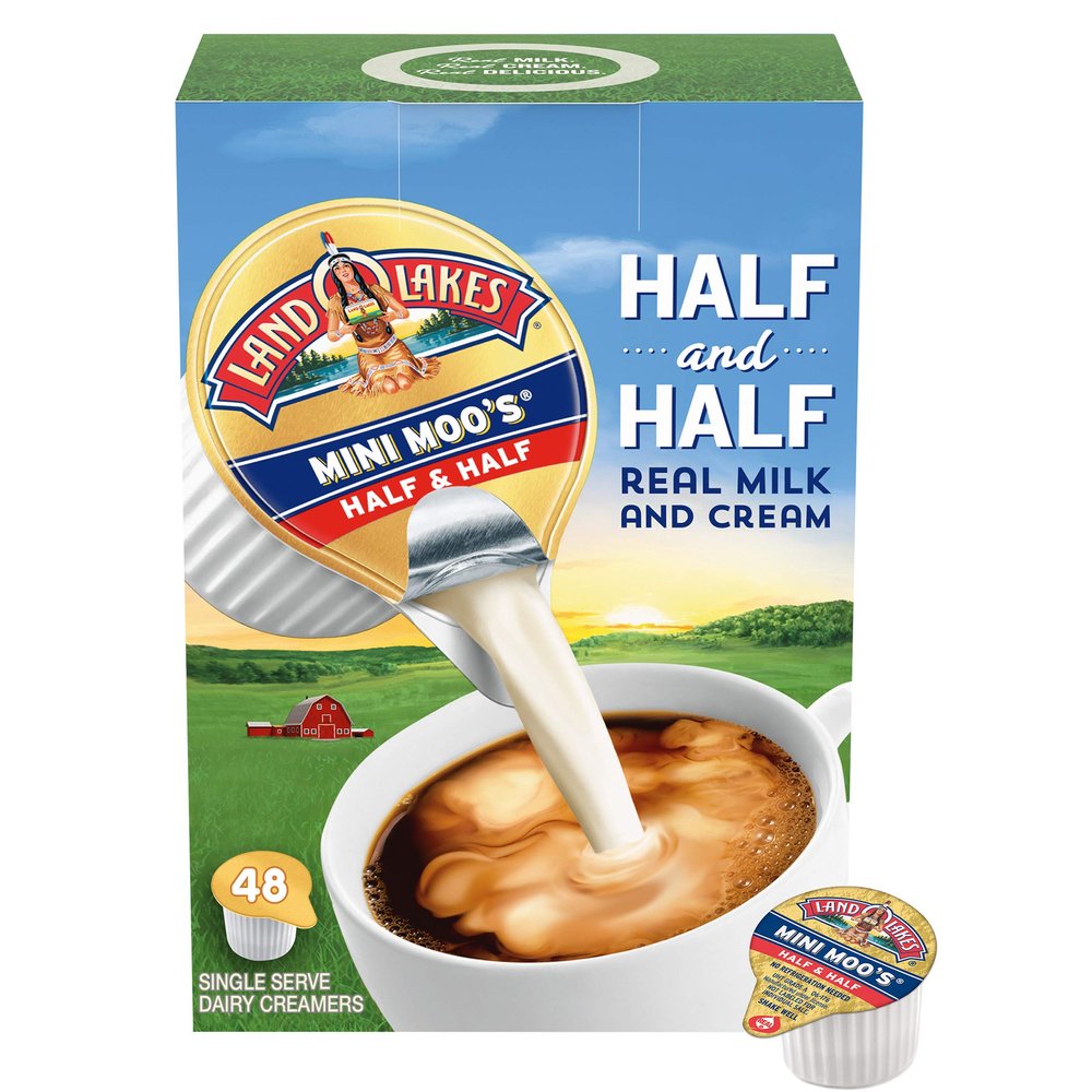 Land O Lakes Mini Moos Half & Half Creamer Singles, Shelf-Stable, 48 Count (Pack of 4)