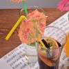 100 Pcs Disposable Umbrella-Shaped Straws Flexible Bendable Table Decor Straws for Hawaiian Tropical Drinks Soft Drinks Cocktail Bars Restaurants Luau Party Supply Beverage Decorations view 4