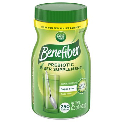Benefiber Daily Prebiotic Fiber Supplement Powder for Digestive Health, Unflavored - 250 Teaspoons (17.6 Ounces)