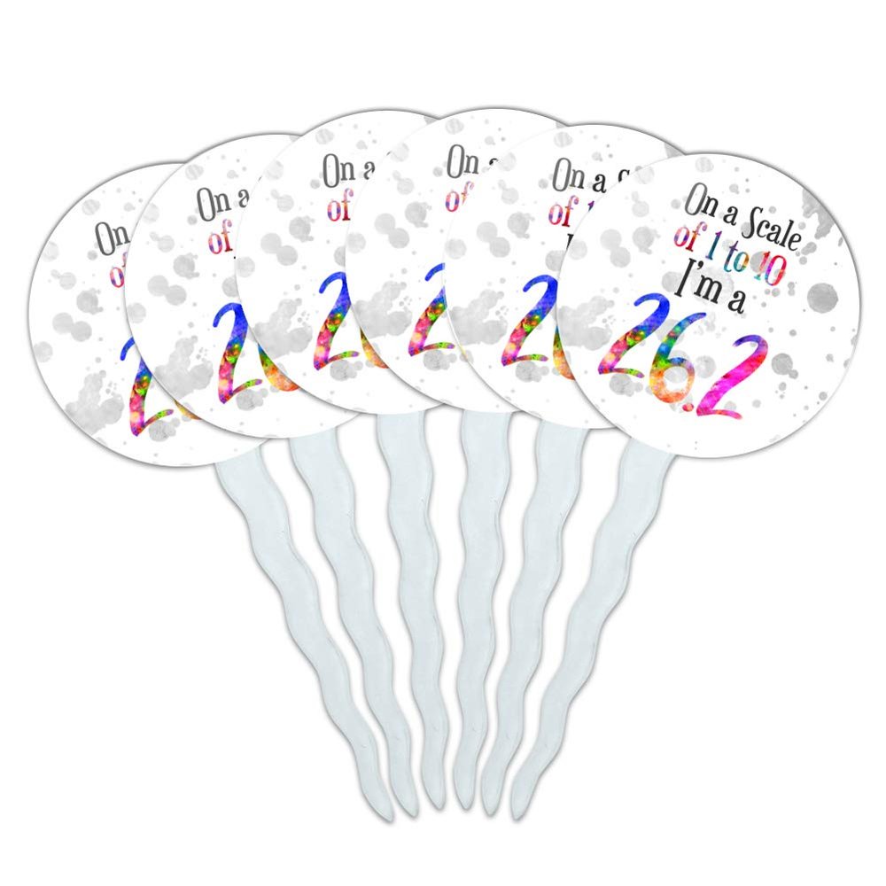 26.2 Marathon Scale of 1 to 10 Rainbow Runner Cupcake Picks Toppers Decoration Set of 6