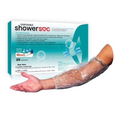 PICC Line Shower Cover - 25 Pack - Small (9-16) Waterproof Arm - Knee Protector for PICC Bandages Wounds Surgery - Disposable Sleeve for Bathing Showering - Tattoo First aide