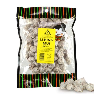 Asia Trans Seeded White Li Hing Mui Crack Seed Plums | Hawaiian Favorite | Salty, Sour, & Bitter Dried Asian Plum Candy