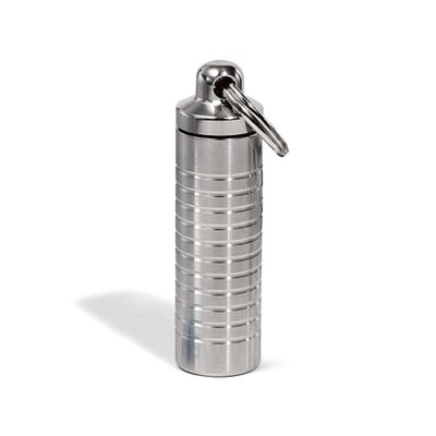 Cielo Pill Holders - Slim Single Chamber Keychain Pill Holder, Stainless Steel Pill Keychain Container, Waterproof Pill Case, Compact with Customizable Chambers, Stores 9 Aspirin-Sized Tablets