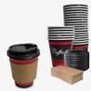 COMBO Set of 150-12oz - Paper Coffee Hot Cups, Black Travel Lids, Sleeves & Stirrers - Disposable Coffee Cups, To Go Travel Mug, Office/Party Pack, Hot/Cold Coffee, Tea & Chocolate, Latte,Cappuccino view 1