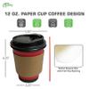 COMBO Set of 150-12oz - Paper Coffee Hot Cups, Black Travel Lids, Sleeves & Stirrers - Disposable Coffee Cups, To Go Travel Mug, Office/Party Pack, Hot/Cold Coffee, Tea & Chocolate, Latte,Cappuccino view 3