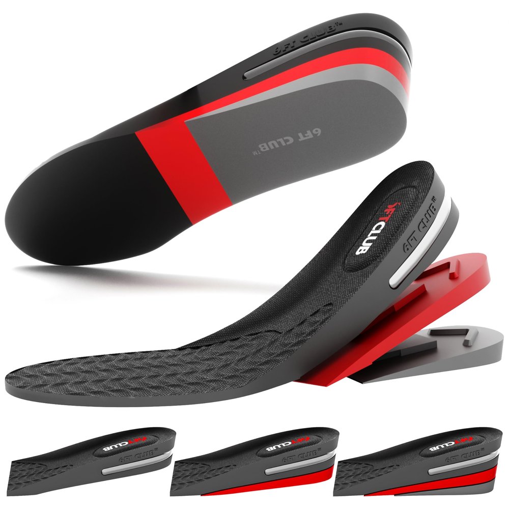 6FT CLUB Height Increase Insoles V2 2.36 Inches (6CM) 3 Layer Air Cushion Discreet Elevation Growth Enhancer Boost Shoe Lifts All Day Comfort and Support