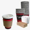 COMBO Set of 150-12oz - Paper Coffee Hot Cups, White Travel Lids, Sleeves & Stirrers - Disposable Coffee Cups, To Go Travel Mug, Office/Party Pack, Hot/Cold Coffee, Tea & Chocolate, Latte,Cappuccino view 1