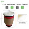 COMBO Set of 150-12oz - Paper Coffee Hot Cups, White Travel Lids, Sleeves & Stirrers - Disposable Coffee Cups, To Go Travel Mug, Office/Party Pack, Hot/Cold Coffee, Tea & Chocolate, Latte,Cappuccino view 3