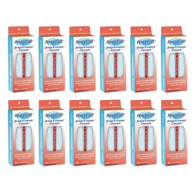 Dental Floss for Bridges and Implants, 12 Packs - Implant Floss Threaders for Bridges with Extra-Thick Proxy Brush for Optimal Dental Care - Bridge and Implant Cleaners by ProxySoft