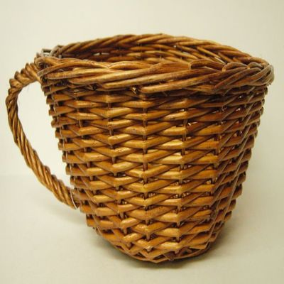 Stained Willow Coffee Cup Shaped Basket 8 Inches