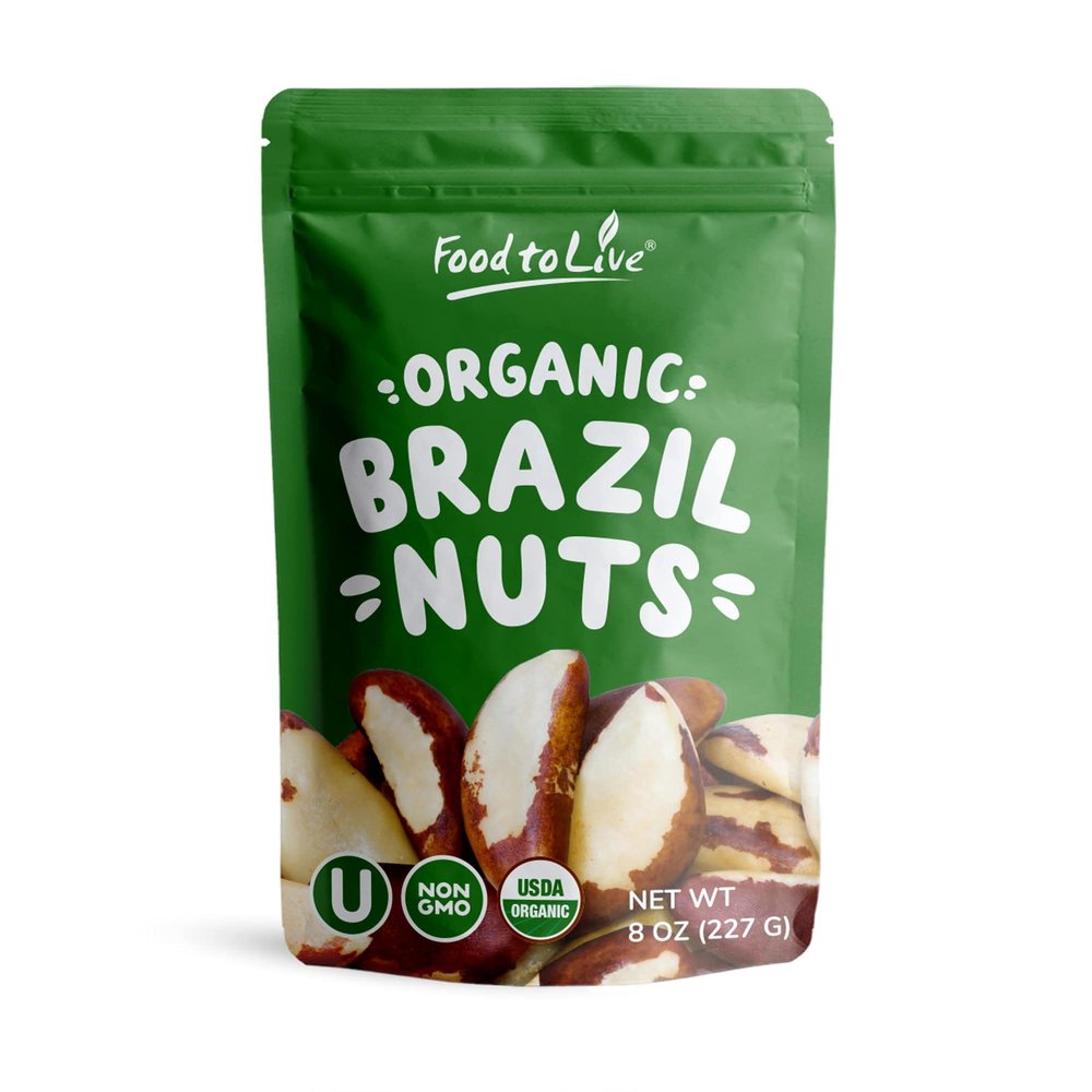 Food to Live - Organic Brazil Nuts, 8 Ounces Non-GMO, Raw, Whole, No Shell, Unsalted, Kosher, Vegan, Keto, Paleo Friendly, Bulk, Rich in Selenium
