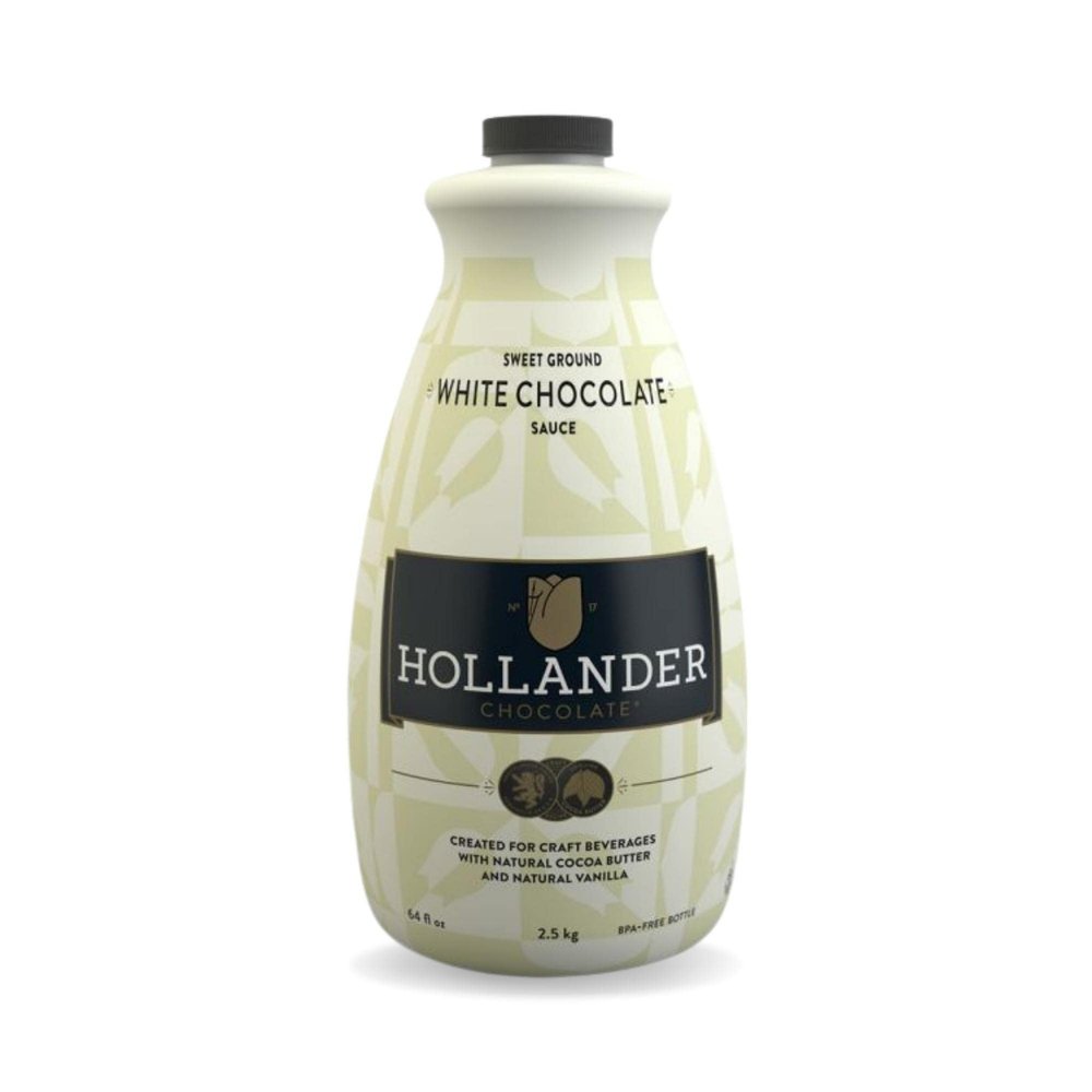 White Chocolate Caf Sauce by Hollander Chocolate Co. | 64 FL Oz | Made with Real Cocoa Butter | NO Pump Included