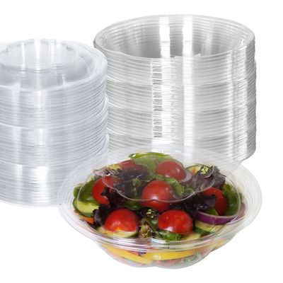 18oz Clear Disposable Salad Bowls with Lids (600 Pack) - Clear Plastic Disposable Salad Containers for Lunch To-Go, Salads, Fruits, Airtight, Leak Proof, Fresh, Meal Prep | Rose Bowl Container (18oz)