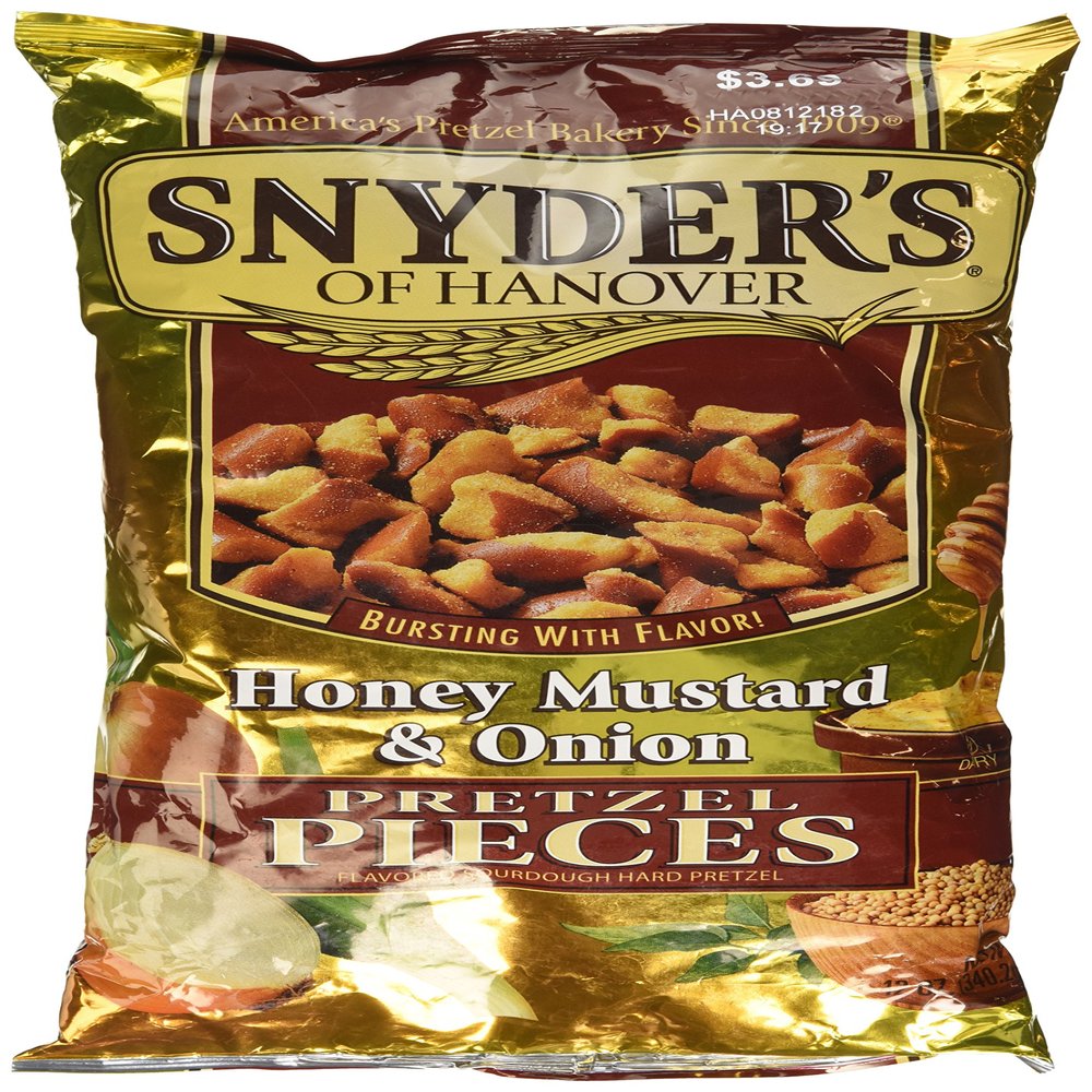 Snyder's of Hanover, Honey Mustard & Onion Pretzel Pieces, 12oz Bag (Pack of 3)