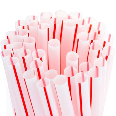 Retro, Extra Sturdy Sanitary Plastic Straws 600pk. BPA-Free, Individually Wrapped Red and White Striped Jumbo Disposable 7.75 Inch Drinking Straw. Best for Milkshakes, Smoothies, and Thick Drinks.