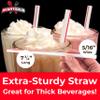 Retro, Extra Sturdy Sanitary Plastic Straws 600pk. BPA-Free, Individually Wrapped Red and White Striped Jumbo Disposable 7.75 Inch Drinking Straw. Best for Milkshakes, Smoothies, and Thick Drinks. view 2