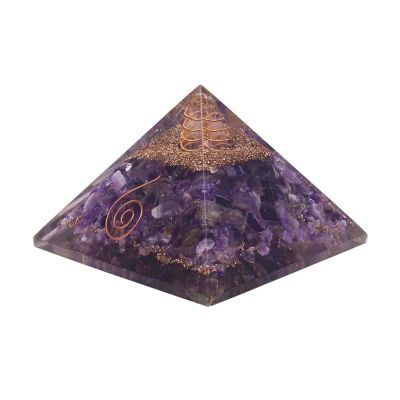 HARMONIZE Amethyst Pyramid Healing Crystal with Chakra Symbol EMF Protection Meditaton Yoga Energy Generator Home Office Accessories