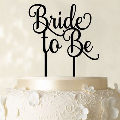 Bride to Be Wedding Cake Topper Custom Shiny Black Cake Topper Wedding Cake Decoration Available 6"-7" Inches Wide