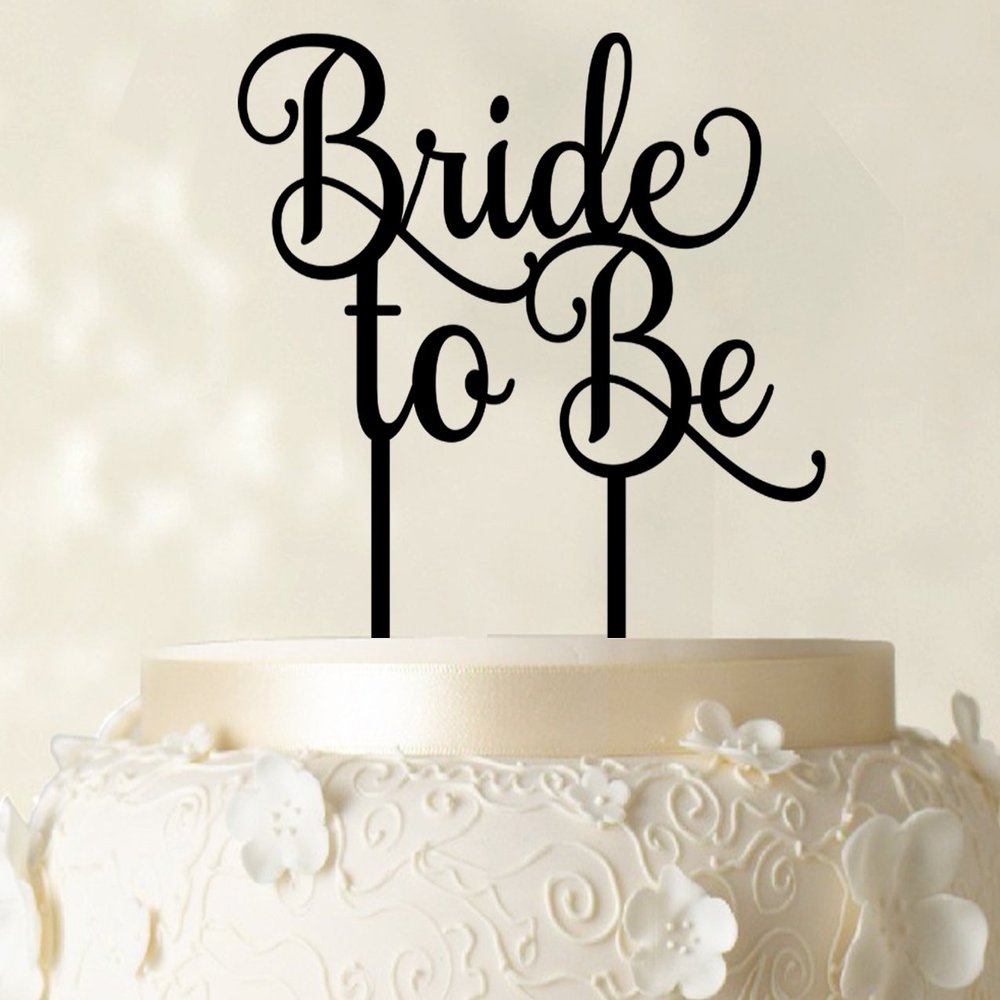 Bride to Be Wedding Cake Topper Custom Shiny Black Cake Topper Wedding Cake Decoration Available 6"-7" Inches Wide