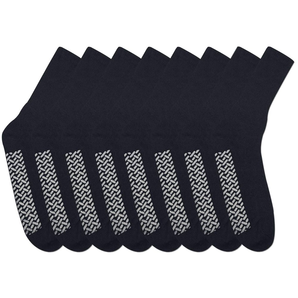 Nobles Assorted Black Diabetic Anti Skid/No Slip Hospital Gripper Socks, Great for Adults, Men, Women. Designed for Medical Hospital Patients but Great for Everyone (Size 10-13 - 9 Pairs)