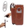 AMANCY Portable Cigar Case Flask Gift Set - 2 Finger Cigar Case with 2 Oz Stainless Steel Flask and Cutter view 1