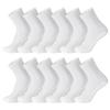 12 Pairs of Non-Skid Diabetic Cotton Quarter Socks with Non Binding Top (White, 13-15) view 1