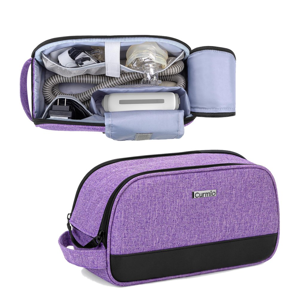 CURMIO Travel Carrying Bag Compatible for ResMed AirMini CPAP Machine and Accessories, Small Travel CPAP Equipment and Supplies Organizer Case, Purple, Bag Only