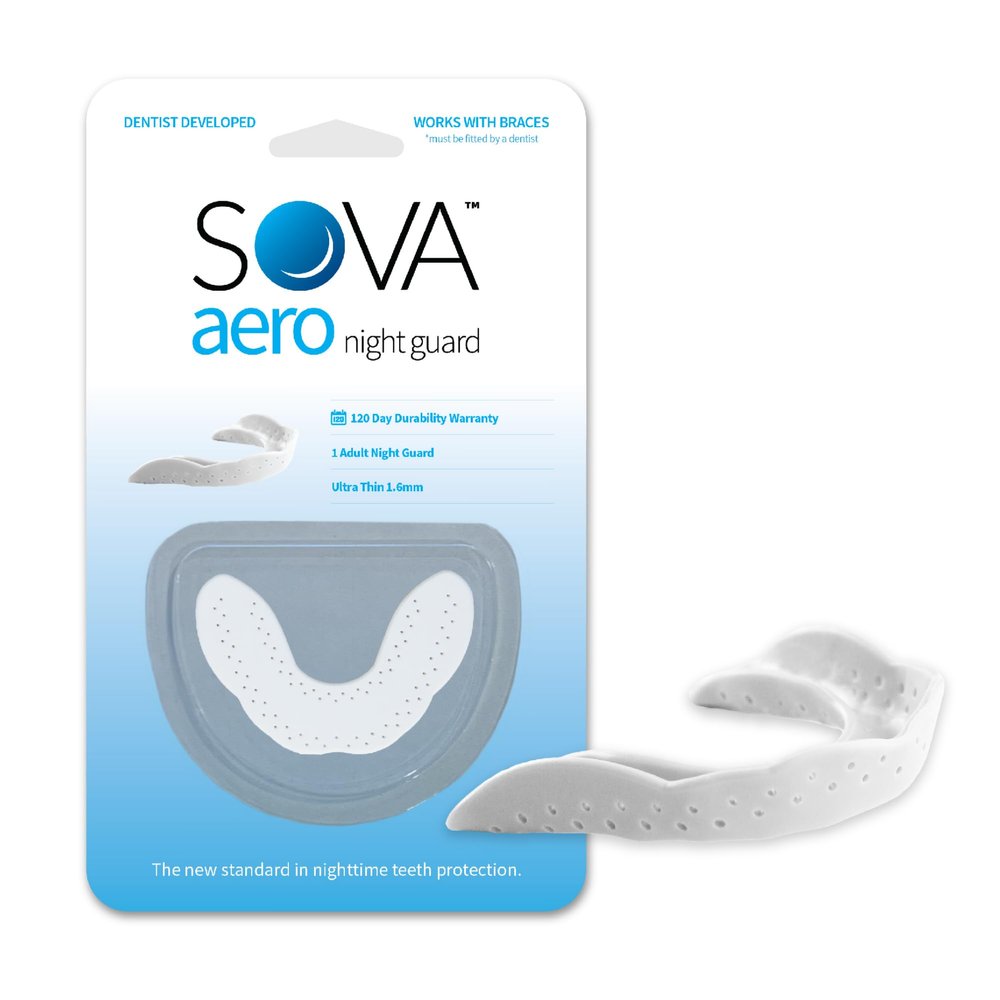 SOVA Aero Night Guard - Pre-Formed, Easy-to-Fit Protection for Teeth Grinding, Clenching - Jaw Pain, Bruxism, TMJ Relief - Odor, Taste Free - Remoldable Up to 20 Times - Non Toxic