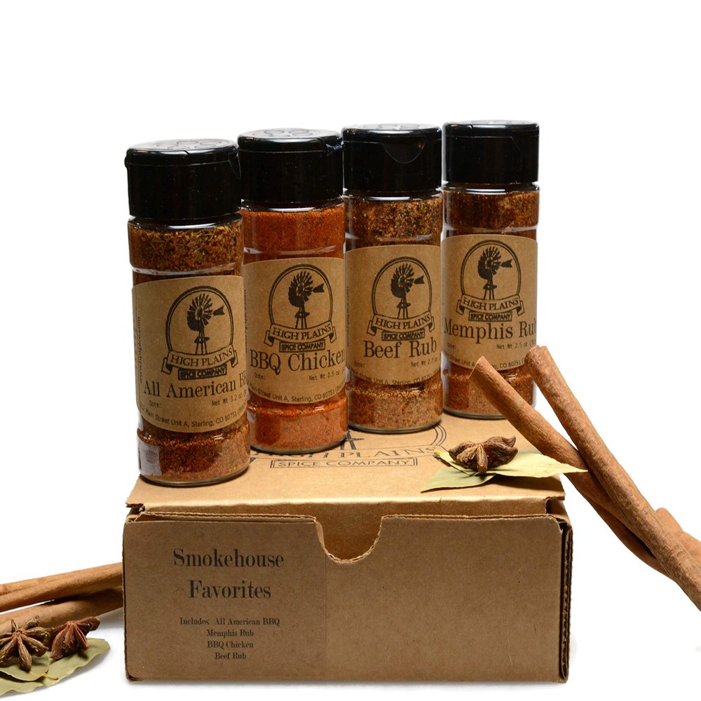 Smokehouse Favorites ~ BBQ Rub and Spices Gift Set ~ High Plains Spice Company Gift Set ~ Gourmet Meat Spice Blends & Rubs For Beef, Chicken & All Recipes ~ Spice Blends Handcrafted In Colorado