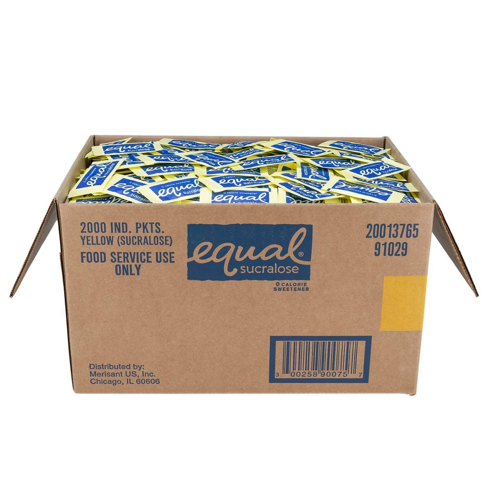 EQUAL Yellow 0 Calorie Sweetener, Sucralose Sugar Substitute, Zero Calorie Sugar Alternative Sweetener Packets, Sugar Alternative, Erythritol Free, 2000 Ct (Pack of 1)