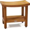AquaTeak Patented 18" Sumba Teak Shower Bench with Shelf view 1