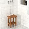AquaTeak Patented 18" Sumba Teak Shower Bench with Shelf view 3