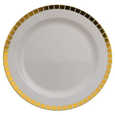 10.25" Cream/Gold Slit Design Plates (10)