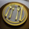 10.25" Cream/Gold Slit Design Plates (10) view 3
