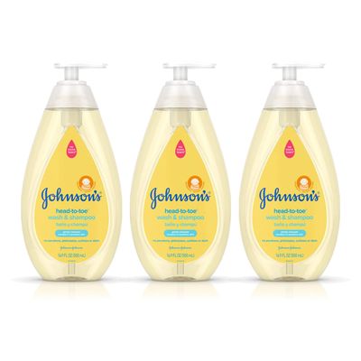 Johnson's Head-To-Toe Gentle Baby Body Wash & Shampoo, Tear-Free, Sulfate-Free & Hypoallergenic Bath Wash & Shampoo for Baby's Sensitive Skin & Hair, Washes Away 99.9% Of Germs 16.9 fl. oz (Pack of 3)