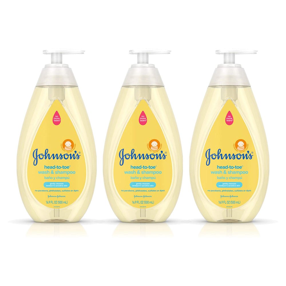 Johnson's Head-To-Toe Gentle Baby Body Wash & Shampoo, Tear-Free, Sulfate-Free & Hypoallergenic Bath Wash & Shampoo for Baby's Sensitive Skin & Hair, Washes Away 99.9% Of Germs 16.9 fl. oz (Pack of 3)