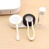 Contact Lens Cases Kits, Portable Travel Used Contact Lenses Kit, Mirror, Tweezers, Storage Flask, Double Cassette, Wear Stick, 2 Sets (Black & White) view 2