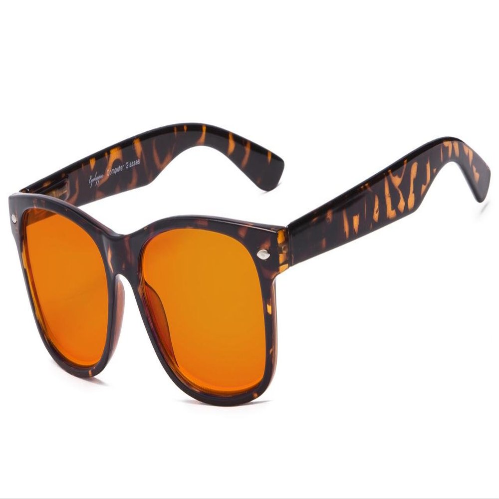 Eyekepper Blue Blocking Amber Glasses for Sleep-Nighttime Eyewear-Special Orange Tinted Glasses for Women Men (Tortoise, +0.00)