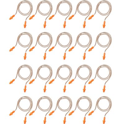 20 Pairs Corded Ear Plugs Reusable Silicone Earplugs with String Banded Ear Plug for Sleeping Noise Cancelling Noise Reduction Hearing Protection(Brown-Orange)