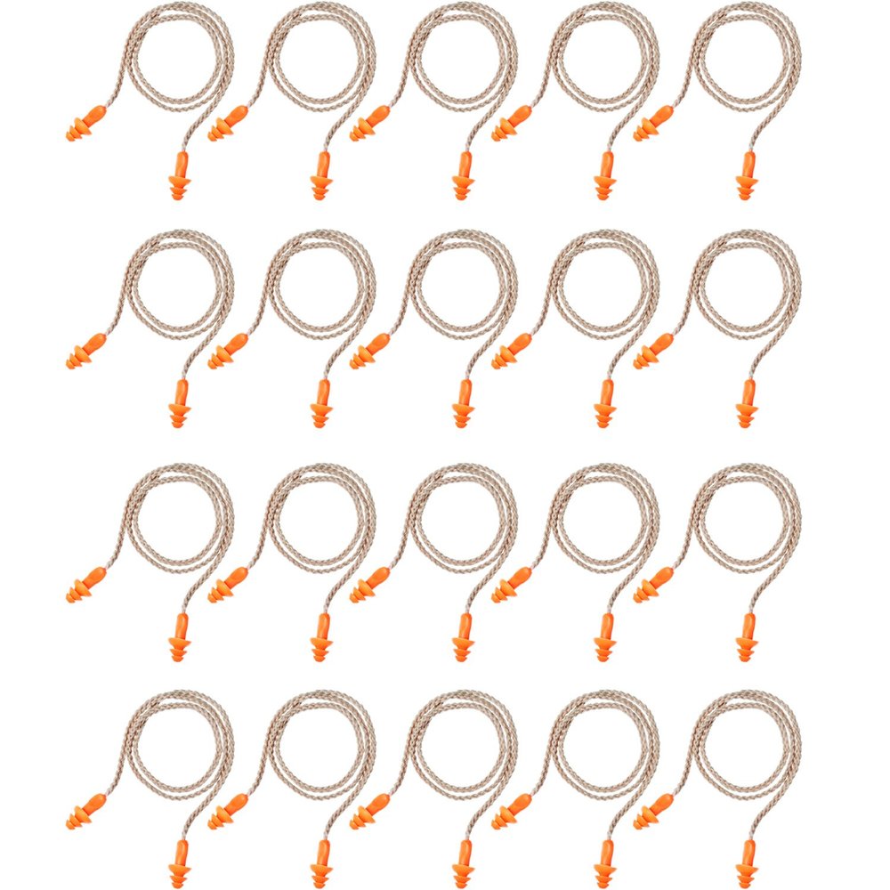 20 Pairs Corded Ear Plugs Reusable Silicone Earplugs with String Banded Ear Plug for Sleeping Noise Cancelling Noise Reduction Hearing Protection(Brown-Orange)
