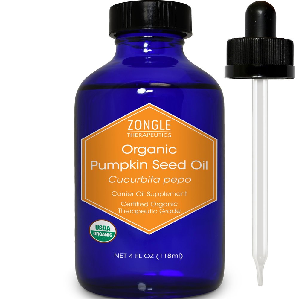 Zongle Therapeutics Organic, Pumpkin Seed Oil, Supplement, for Hair Growth  100% Pure, Pumpkin Seed Oil, Cold Pressed, 4 OZ