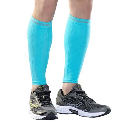 Zensah Running Leg Compression Sleeves - Shin Splint, Calf Compression Sleeve Men and Women (Aqua, X-Small/Small)