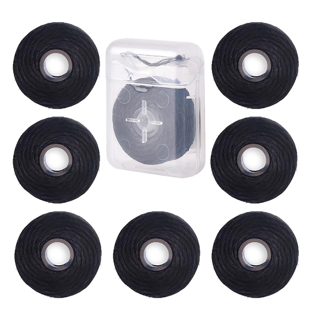 8Pcs/Pack Bamboo Charcoal Dental Flosser Mint Flavor Dental Floss Built-in Spool Flat Wire Replacement Core Dental Floss 50M Each(Comes with a Box for Easy Carrying) (Black)
