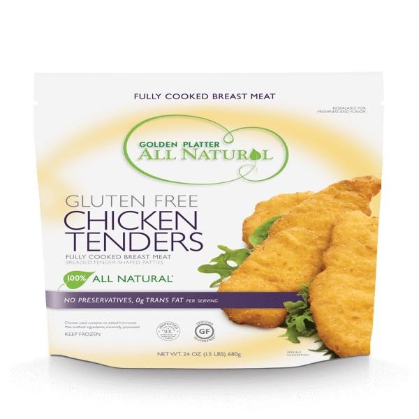 Golden Platter Gluten Free Chicken Breast Tenders - 24 oz (Pack of 8) | All Natural, No Preservatives, Certified GF