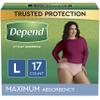 Depend FIT-FLEX Incontinence Underwear for Women, Disposable, Maximum Absorbency, Large, Blush, 34 Count (2 Packs of 17) view 1