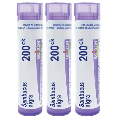 Boiron Sambucus Nigra 200Ck Homeopathic Elderberry for Hoarseness with Painful Cough and Nasal Congestion - Pack of 3 (240 Pellets)