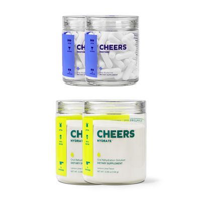 Cheers Classic Combo | Restore + Hydrate | Rehydrate & Feel Better After Drinking | DHM, L-Cysteine, B-Vitamins, Electrolytes | 12 Doses Each | Liver Support | Electrolyte Supplements